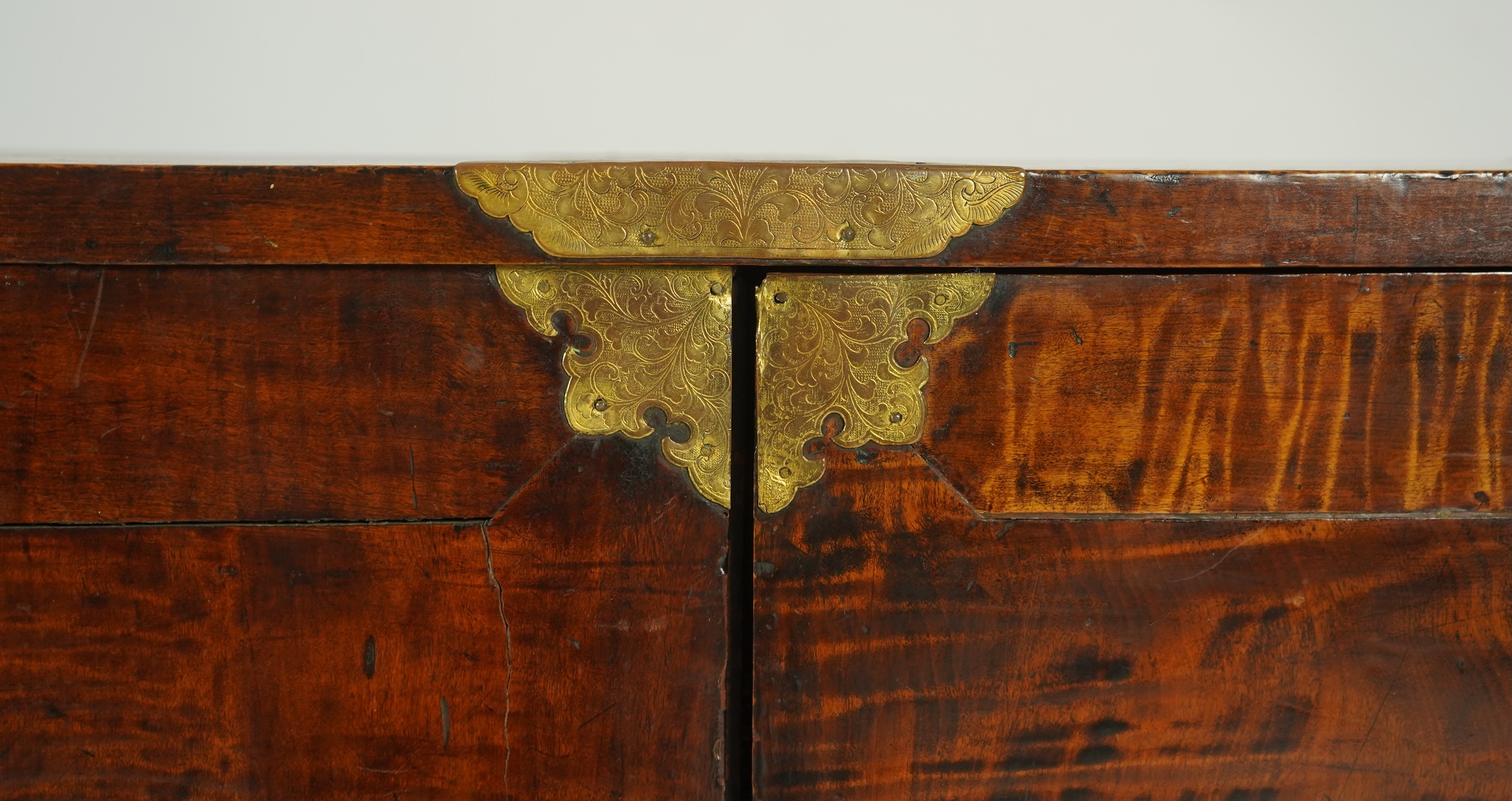 A Japanese mulberry wood, hiromaki-e lacquer and gilt copper mounted cabinet, c.1680-1700